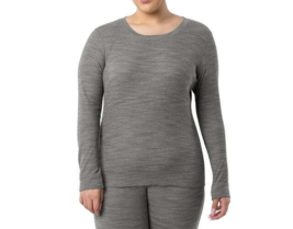 Fruit of the Loom Women&#39;s Eversoft Waffle Thermal Top, Gray Size S (4-6) - $13.85