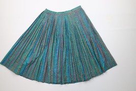 Vintage 60s 70s Streetwear Womens 26 Rainbow Abstract Pleated Skirt Trippy USA - £52.57 GBP