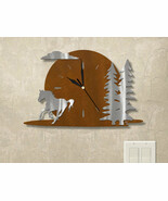 15in W Western Theme Full Moon Wall Clock - Horse and Trees - $104.00