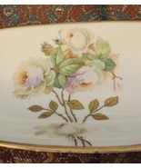 BAVARIA OVAL BOWL DISH ROSE FLOWER HP ART GOLD FOOTED PIERCED EDGE HAND PAINTED - $16.88