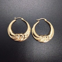 Estate 10K Solid Gold Hoop Vintage Earrings 30mm 3.3g - £219.66 GBP