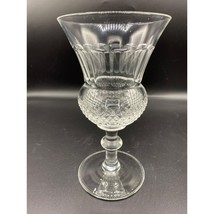 Vintage set of 5 Blown Glass Diamond point Cross hatch Water Goblet Crystal - £58.36 GBP