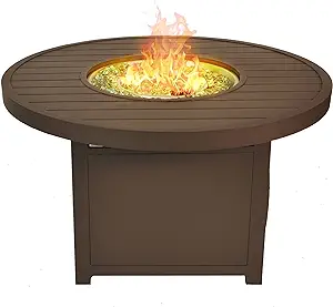 50,000 Btu Round Propane Fire Pit Table For Patio &amp; Deck Use, Aluminum &amp;... - $1,321.99
