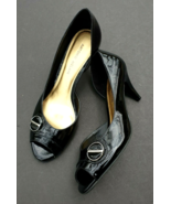 Antonio Melani 9.5 M Black Patent Leather Peep Toe High Heel Shoes  - £20.14 GBP