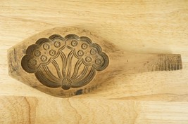 Asian Kitchen Tool Primitive Wood Bold Flower Carved Butter Rice Cake Fi... - £27.23 GBP
