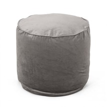 Pewter Gray Velvet Cylinder Pouf Ottoman Floor Cushion 16x16 - $1,462.06 MXN