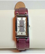 Women’s Wristwatch Silver Tone Rhinestone Purple Faux Leather Band Needs... - £7.85 GBP