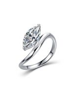 2ct S925 Silver Rhodium Plated D VVS Marquise Moissanite Ring, Twisted Band - $95.00