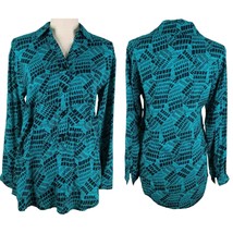 Anthropologie Plenty by Tracy Reese Blouse Dania S Teal Black Popover Hi-Lo - $25.00