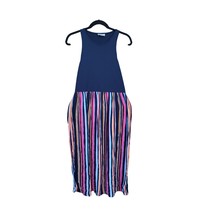 Ann Taylor Loft Maxi Dress Medium Womens Sleeveless Blue Striped Pullover Summer - £14.71 GBP