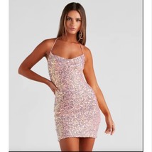 Windsor Women&#39;s Party Glam Pink Sequin Sparkle Mini Dress Small New Nwt - £14.59 GBP