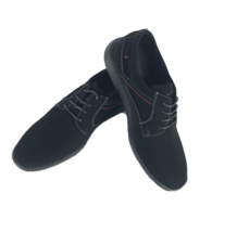 Scans Men&#39;s Casual Shoes Black with Red Stitching Rubber Soles Sizes 8 - 13 - $47.49