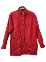Vintage Eddie Bauer Women&#39;s Sz L Red Wool &amp; Nylon Lined Utility Jacket Duel Zip - £19.40 GBP