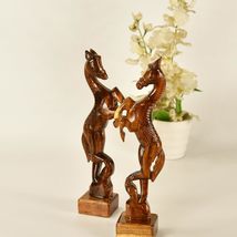 SOWPEACE Handcrafted Wooden Jumping Horse Set of 2 Free-Spirited Rider showpie - £44.90 GBP