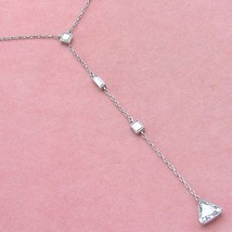 Estate Art Deco 1.03ct Trillion Diamond Drop Platinum Lariat Chain Necklace - £4,747.38 GBP