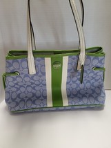 Coach Green Cream Blue Logo Handbag - $64.10