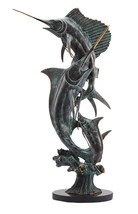 Grand Slam Marlin &amp; Sailfish Brass Statue - £813.80 GBP