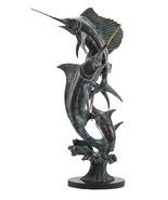 Grand Slam Marlin &amp; Sailfish Brass Statue - £811.84 GBP