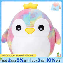 Glow Guards Penguin Throw Pillow Pink Cute Penguin Doll Toys with Crown Rainbow  - £8.06 GBP
