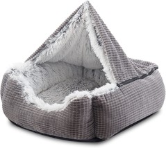 Dog Beds For Large Medium Small Dogs, Rectangle Cave Hooded Blanket Puppy Bed, L - £39.32 GBP