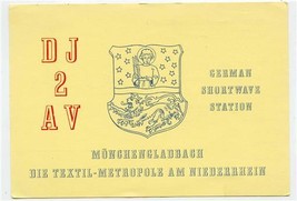 DJ2AV QSL Card German Shortwave Station 1957 Monchengladbach  - £11.07 GBP