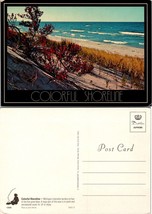 Michigan Colorful Great Lakes Shoreline Red Vibrant Flowers VTG Postcard - £7.56 GBP