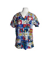 VTG Sesame Street Scrub Top Womens Size Small Cookie Monster Yum Cotton - £11.48 GBP