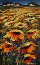 Michael Milkin Untitled Sunflowers Original Acrylic on Canvas 30x16 Flowers - £3,372.58 GBP