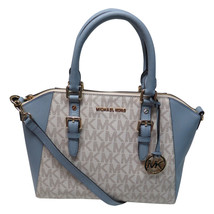 Michael Kors Ciara Large Top Zip Leather Satchel Handbag Vanilla / Pale ... - $189.99