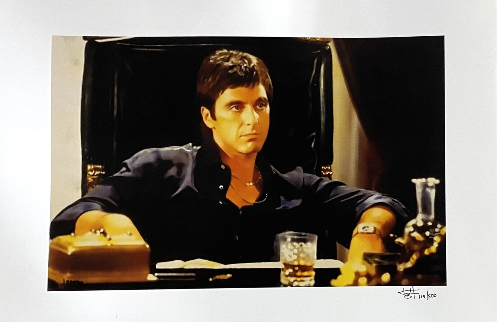 Primary image for Al Pacino 12x18 Scarface Tony Montana Lithographie Signé Par Joshua Barton
