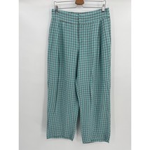 Nice Things Paloma S Wide Leg Pants Sz 40 (L) Blue Window Pane Plaid Lin... - $29.40