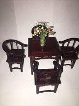 Vtg  1980&#39;s Miniature Chinese  Rosewood 1 Square Table 4 Chair Furniture... - £64.00 GBP