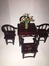 Vtg  1980&#39;s Miniature Chinese  Rosewood 1 Square Table 4 Chair Furniture... - £65.16 GBP