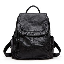 Fashion Soft PU Leather Women Backpacks High Capacity Female Travel Bag New Soli - £49.35 GBP