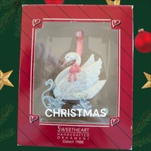 Hallmark Vintage 1988 Christmas Holiday Ornament Sweetheart Swan Sleigh Keepsake - $9.49