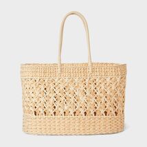 Shade &amp; Shore Straw Tote Handbag Woven Paper Shell Structured Ivory XL S... - $548.23 MXN