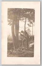 RPPC Man Trimming Tree Hand Saw Inspecting Trunk Postcard M30 - £7.81 GBP