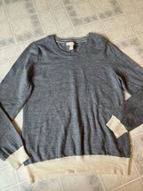Banana Republic Size XL 100% Merino Wool Sweater Long Sleeve Gray Ivory ... - £29.23 GBP