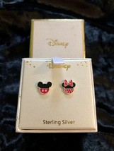 Disney's Minnie & Mickey Sterling Silver Enamel Stud Earrings - £39.46 GBP