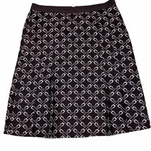 J. Crew Skirt Womens 4 Brown Silk Pleated A-Lined Belt Print Classic Preppy Work - £15.52 GBP