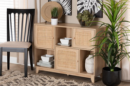 Ogden Light Brown and Natural Rattan 3-Door Sideboard - $6,150.33 MXN