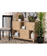 Ogden Light Brown and Natural Rattan 3-Door Sideboard - $6,150.33 MXN