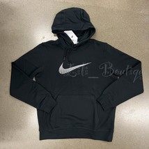 NWT Nike 694099-010 Men&#39;s Club Fleece Pullover Hoodie Cotton Black White... - £35.51 GBP