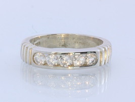 Natural Sparkling White Zircon Handmade Sterling Silver Channel Ring Size 6.5 - £66.47 GBP