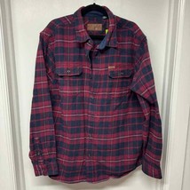 Orvis Mens Big Bear Heavy Weight Flannel Shirt Sangria Plaid Red Navy Size XXL - £29.41 GBP