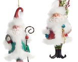 Silvestri Demdaco Boho Santa Claus Resin Christmas Ornaments Set of 2 - £15.14 GBP