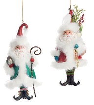 Silvestri Demdaco Boho Santa Claus Resin Christmas Ornaments Set of 2 - £15.07 GBP