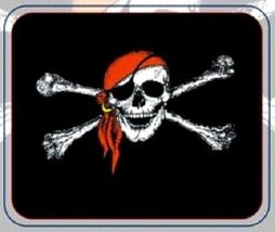 Jolly Roger Red Hat Pirate skull and bones 50 x 60 Polar Fleece Blanket ... - £13.96 GBP