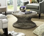 Safavieh Home Collection Grimson Grey Rattan Large Bowed Round Coffee Table - $456.99
