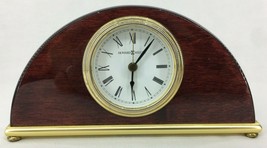 Howard Miller Mantle/Desk Clock Wood/Brass Alarm Clock Battery Power Mod 613493 - £35.30 GBP